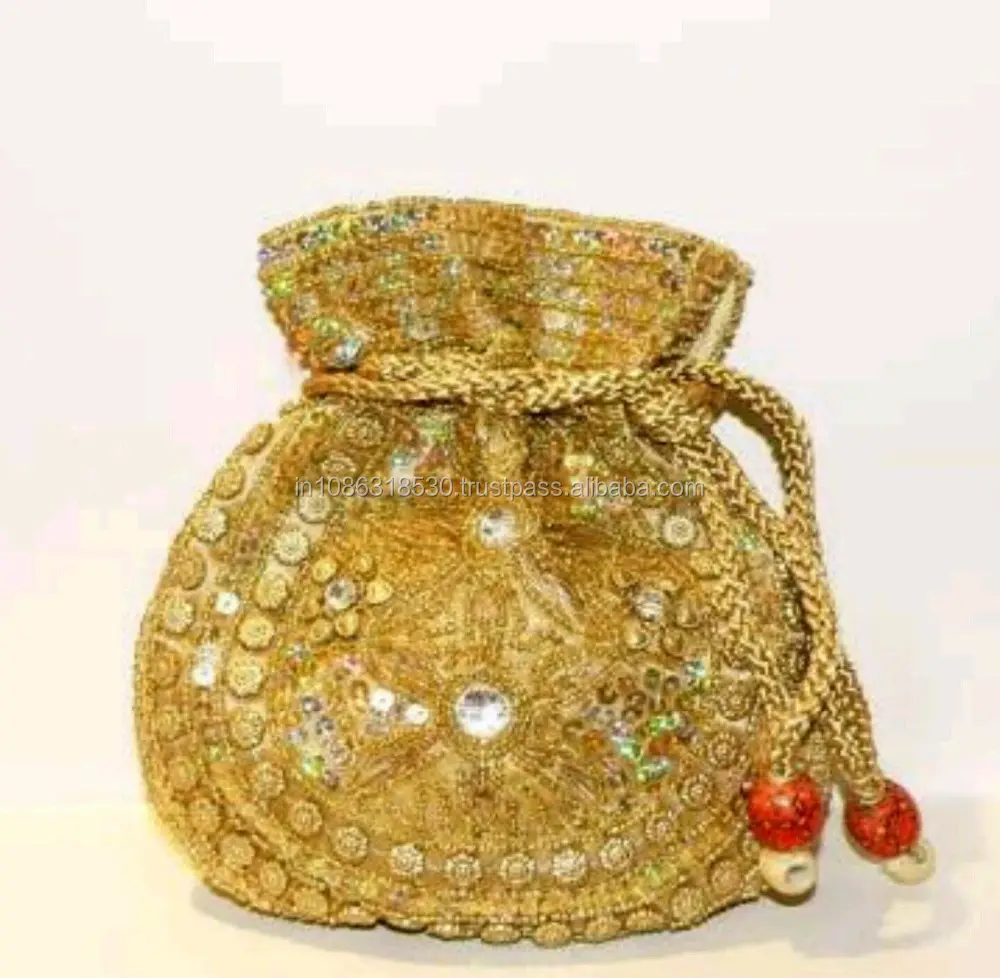 กระเป๋า Potli งานปาร์ตี้ของชนกลุ่มน้อยอินเดีย,กระเป๋าใส่ของชำร่วยวันแต่งงานกระเป๋าใส่เครื่องประดับ/กระเป๋าแฮนด์เมดสำหรับเทศกาล