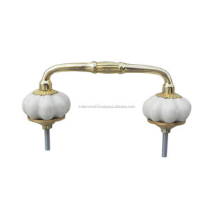 แฮนด์เมดขายส่งครีมตกแต่งเซรามิกสะพานมือจับประตูตกแต่งบ้านตู้ดึงสำหรับห้องครัว4นิ้วการออกแบบใหม่ BH-14 - Product Image 6