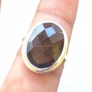 แหวนกรอบหินควอทซ์สเตอร์ลิงทำมือชุบเงิน925สำหรับงานแต่งงานที่น่ารัก - Product Image 4