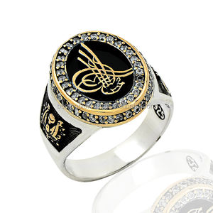 925K Sterling Silver Ottoman Tugra Ottoman Empire Men <b>Ring</b> - Product Image 1
