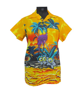 Perroquet imprimé Polyester tissu saison d'été personnalisé écologique recyclé hommes chemises à fleurs hawaïennes pour hommes - Product Image 2