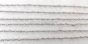 สร้อยลูกประคำประดับลูกปัดสไตล์วินเทจสีดำโรเดียมมิสติกสีเทา - Product Image 2