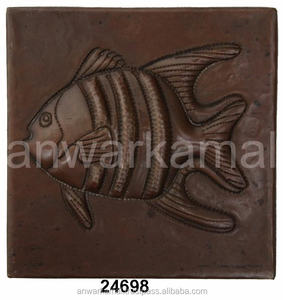 Tuiles faites à la main élégantes de cuivre de mur avec la conception de poissons pour la maison - Product Image 2