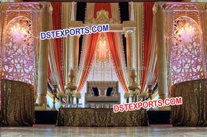 Scène de mariage royale indienne, scène de mariage gujaratienne, pilier en fibre, scène de transport, nouveau design, décoration de scène Mayur Paisley, événement en Australie - Product Image 6
