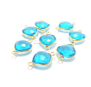 Conectores bohemios vintage con bisel de cuarzo azul hallazgos de joyería de plata esterlina chapados a mano artesanía de alambre de piedra natal - Product Image 5