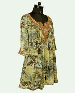 Vestido corto de viscosa de estilo étnico para mujer, trabajo hecho a mano, estampado Digital Ne, ropa informal India pakistaní para adultos y niñas - Product Image 3