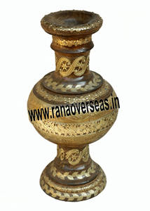 Florero de madera con incrustación de latón, diseño hecho a mano para mesa de sala de estar, centro de mesa - Product Image 2