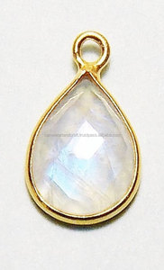 Piedra lunar arcoíris Natural, 10x15mm, conectores de piedras preciosas en forma de pera, cuentas de joyería, collar, pendientes, componentes encantadores - Product Image 3