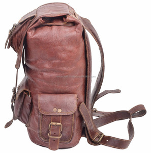 New Western Boho Style Vintage Handmade Genuine Leather <b>Drawstring</b> Back Packs Hand Stitch Genuine Leather Indian Style Backpacks - Product Image 3