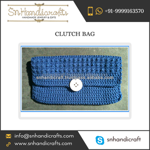Bolso de Mano de Lona Tejida a Crochet de Moda, Marca S N Handicrafts para Mujer, Hecho en Gujarat - Product Image 1