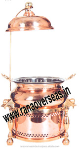 Food Warmer Chafing Pot Hotel Supply Heavy Large <b>Copper</b> Chafing Dish With Lid Holder Restaurant Luxury - Product Image 3