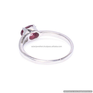 Bague Fine à Quartz en argent sterling 925, anneau fin pour pierre précieuse, grenat - Product Image 2