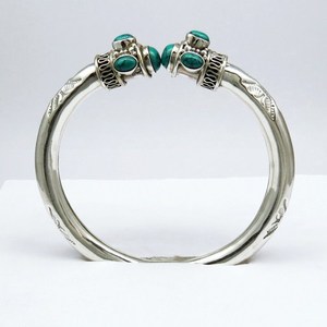 Brazalete de Plata de Ley 925 con Turquesa de Forma Redonda, Diseño Bohemio, Hecho a Mano, Joyería Unisex para Mujer - Product Image 3