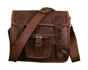 Bolsos de mensajero de cuero genuino personalizados para hombres y mujeres, maletín para portátil para oficina, universidad, correa de hombro ajustable, bolsos - Product Image 1