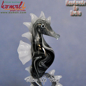 Estatua de caballito de mar de cristal, decoración de escritorio, diseños de figuritas, lámpara negra - Product Image 3