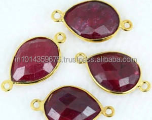 Pendentifs en argent sterling plaqué rhodium rubis en gros, connecteurs, sertis de pierres, fournitures pour la fabrication de bijoux - Product Image 2