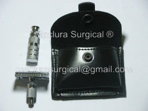 มีดโกนนิรภัยแบบใบมีดคู่ทำจากอะลูมิเนียมอัลลอยด์คลาสสิกพร้อมกระเป๋าเดินทางสำหรับผู้ชาย - Product Image 4