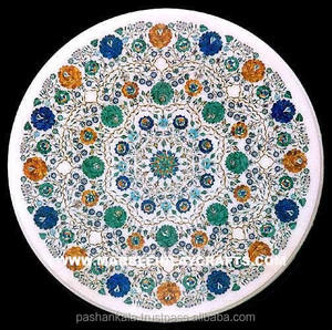 สีขาว Inlay Pietra Dura ตารางการรับประทานอาหาร - Product Image 1