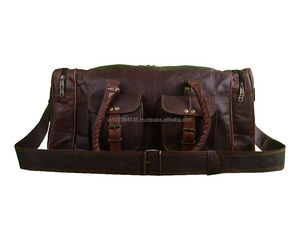 Moda viajeros equipaje Duffel cuero genuino deportes gimnasio bolsas cabina Weekender durante la noche Unisex Crossbody hombro Duffle bolsas - Product Image 2