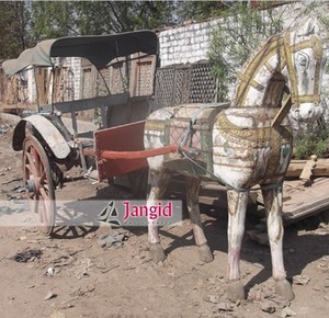 Indien Antique Peint Cheval avec Chariot Vintage - Product Image 1
