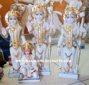 Antique White Marble Indian God Ram Darbar Statue - Product Image 1