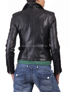 Chaqueta de cuero ajustada informal con estilo para mujer, abrigo de moda duradero con cuello levantado, ropa de abrigo de lona para todos los días - Product Image 4