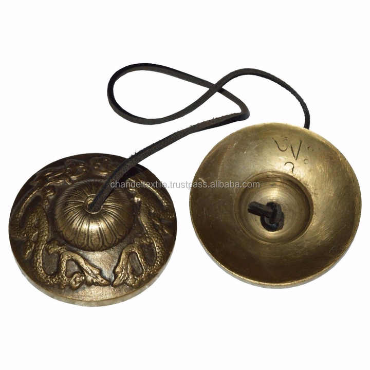 Cymbales Tingsha Bouddhistes Purpledip - Instrument Méditation, Nettoyage énergétique - Laiton Artisanal