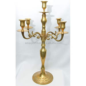 เชิงเทียนชุบทอง5แขนสำหรับงานแต่งงานและงานเลี้ยง - Product Image 1