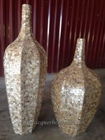 Vas Bunga Bambu Desain Modern HT6742 Motif Dekoratif Berhias Mutiara Berkualitas Tinggi Pasokan Langsung Vietnam Resin