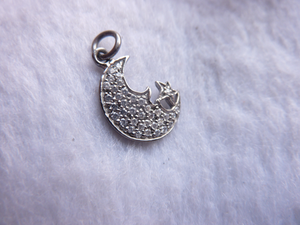 Diseño de moda Luna y Diamante Pave Ajuste Conector de plata esterlina Encontrar colgante y encanto elegante - Product Image 2