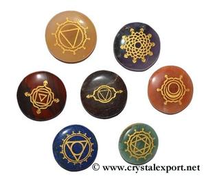 New Arrival 7 Set Eco-Friendly Healing Stones Chakra Symbol <b>Engraved</b> Agate Gemstones Carved Mascot Love Souvenir Healing <b>Tools</b> - Product Image 5