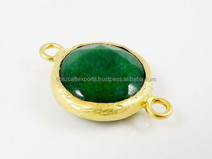 Bijoux fins Connecteur rond à facettes vert émeraude Lunette plaquée or pour pendentifs et breloques Bijoux de mode en argent - Product Image 3