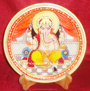 Marble <b>Gold</b> <b>Painting</b> Handmade Decorative Plate - Product Image 1