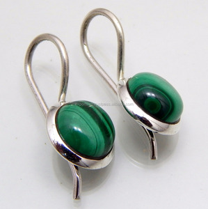 Pendientes colgantes de plata de ley 925, piedras preciosas naturales de malaquita con clase, joyería de declaración de estilo occidental, bonito regalo de boda para ella - Product Image 2