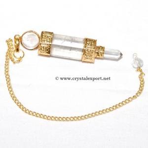 คริสตัลควอตซ์ชุบทองหินอัญมณีธรรมชาติลูกตุ้มโมรา - Product Image 1