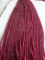 Cuentas de Rubí Corindón de 3.5-5mm de la Mejor Calidad, Excelente Hilo de 16 Cuentas, Piedra Facetada Rondelle, Rubí Teñido, Joyería con Certificación de Terceros
