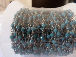 Cadena de plata de ley 925 con cuentas, cadena de piedras chapadas en oro, Color mixto chino - Product Image 6