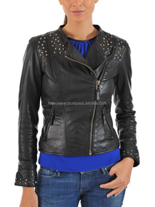 Noir Bomber Style femmes veste en cuir véritable peau de mouton coupe confortable à la mode hiver mode vêtements d'extérieur - Product Image 2