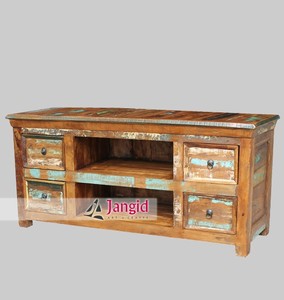 Rustic Reclaimed Wood <b>TV</b> <b>Stands</b> <b>Tv</b> Cabinet With 4 Drawers And 2 Shelves Storage Buffet Cabinet For Living Room <b>Bedroom</b> Hotel - Product Image 1