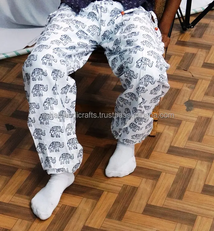 Vishal-pantalones bombachos con estampado de bloque de mano, ropa de playa, algodón, holgado, indio