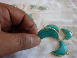 Turquoise <b>Moon</b> Shape Pendants Custom Gold & Rhodium Plated Simple Design Women's & Men's Party Jewelry Wholesale Supply - Product Image 4