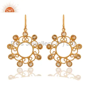 Boucles d'oreilles en pierre précieuse plates or, bijou en pierre précieuse, plaqué or, à la mode, véritable et boucles d'oreille pour hommes - Product Image 1