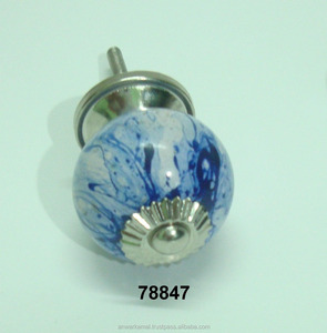 ลูกบิดไม้และโลหะสีน้ำเงินสำหรับลิ้นชักตู้ลูกบิดประตู - Product Image 1