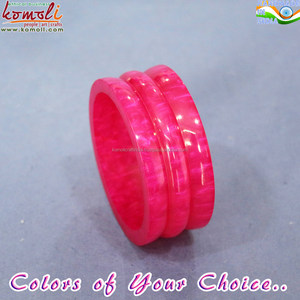 ร้อนสีชมพูเรซิ่นกว้างแฟชั่นสร้อยข้อมือขายส่งอินเดียเครื่องประดับ - Product Image 4