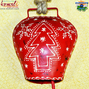 Cloches de Noël rouges en métal indien de style cloche de vache - Product Image 4