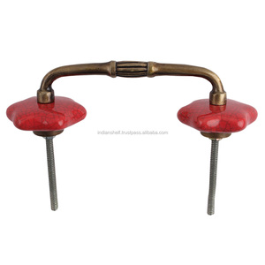 Bulk Cabinet Handle Handmade Red Ceramic Bridge Dresser Handle Lot Vintage Drawer Cabinet Door Pull - Product Image 6