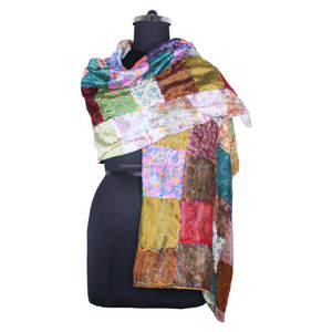 Vintage Silk Saree Patch Work <b>Scarves</b> Stole for Girls SC0605 Patch Work <b>Scarves</b> Stole Hijab Sari Patches <b>Scarf</b> Colorful - Product Image 1