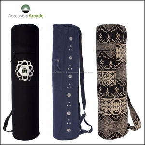 Latest Design Indian Manufactured Yoga Mat Bag Drawstring Customizable Color Logo Natural Cotton Canvas 75cm Length OEM Brand - Product Image 4