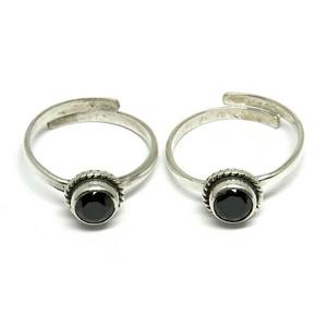 Bague d'orteil en argent Sterling 925 CZ noir, bijoux en argent, bijoux à la mode - Product Image 3