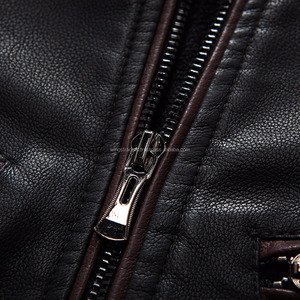 Ailes commerçants hommes hiver mode veste en cuir véritable noir à capuche fermeture éclair crochet respirant grande taille brodé Style - Product Image 5